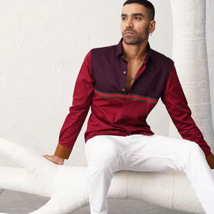 Chemises décontractées pour hommes Crimson à col boutonné, 100 % coton, respirantes, séchage rapide, idéales pour l'été, service OEM direct disponible - Product Image 1