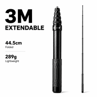 Koolstofvezelstok 3m uittrekbaar 44,5cm opgevouwen 289g lichtgewicht selfie stick voor Insta360 GoPro Hero action camera vlogging