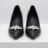 Clips de chaussures en cristal avec logo personnalisé, fleurs, strass, amovibles, pour mariage, accessoires pour talons hauts pour femmes