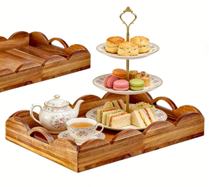 Bandeja Grande de Madera de Acacia: Resistente, Elegante, con Asas. Perfecto para Servir, Decorar la Sala de Estar, el Dormitorio, la Cocina y la Entrada. - Product Image 2