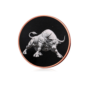 Moneda Conmemorativa Personalizada <span class=keywords><strong>de</strong></span> Cobre Fino .999 <span class=keywords><strong>de</strong></span> 1 Onza Troy, Diseño Toro y Oso - Product Image 1