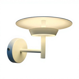 Minimalist White Plastic Wall Lamp <b>LED</b> Warm <b>Light</b> Wall-mounted Saucer Shade <b>for</b> Hotel and Living <b>Room</b> - Product Image 1