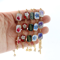 Bijoux de fleurs en résine faits à la main Bracelet floral ne m'oublie pas Bracelet de fleurs pressées Bracelet en zircon blanc pour femme
