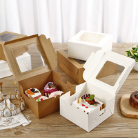 Boîte d'emballage de boulangerie en carton blanc pliable avec fenêtre, impression de logo personnalisée, biodégradable, pour macarons, brookies, tartes, desserts