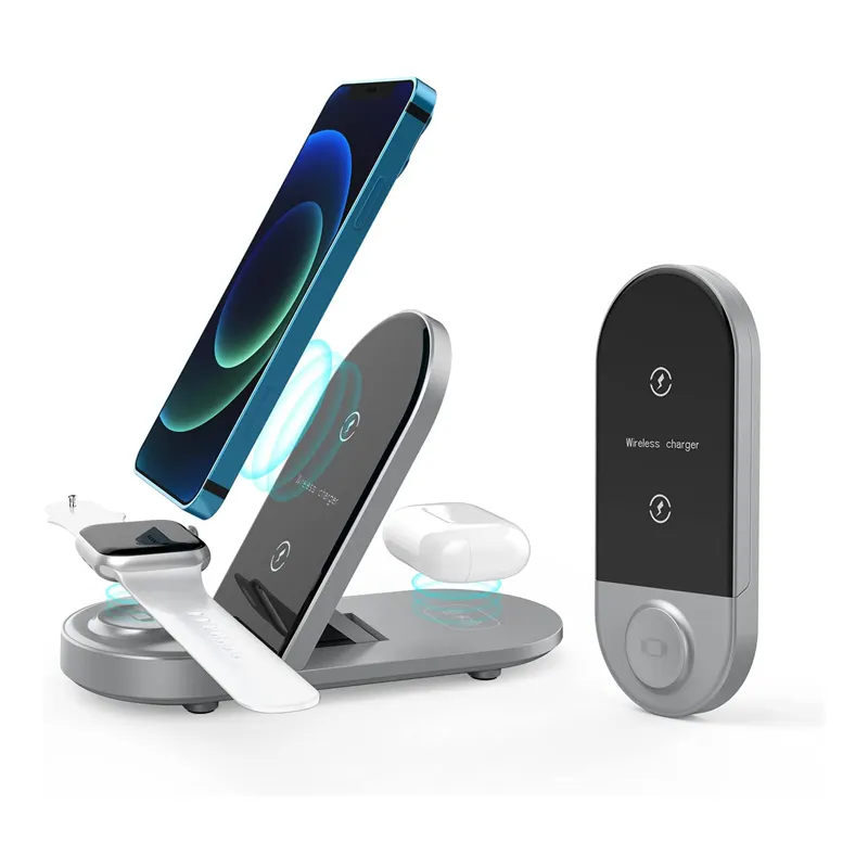 Universal Desk Multi Function Portable Foldable Phone Fast Charging Station 15W 3 In 1 Qi Wireless Charger Pad For Iphone