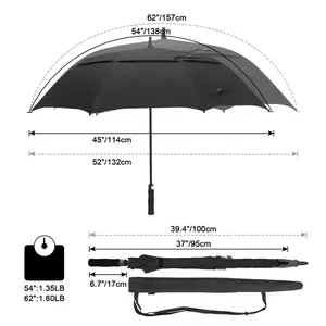 גדול ovesize windproof מטריית פיברגלס מסגרת גולף מטרייה עם airvent