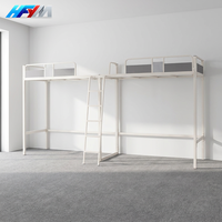 Lit superposé en métal avec bureau et armoire intégrés, design gain de place pour appartement scolaire/hôtel