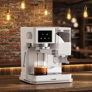 Cafetera espresso semiautomática de tamaño pequeño con función de espumador de leche para uso doméstico - Product Image 1