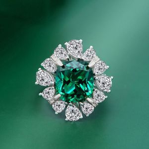 925 plata esterlina 6 quilates cuadrado grueso lujo <span class=keywords><strong>diamante</strong></span> completo 10*11 anillos de joyería fina simulación rubí <span class=keywords><strong>Esmeralda</strong></span> compromiso de boda - Product Image 2