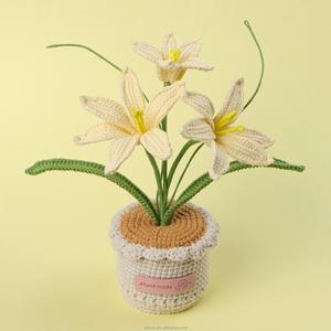 Planta en Maceta de Flor de Cebolla de Lana Hecha a Mano, Tejida a Mano, para el Día de San Valentín, Graduación, Día del Padre, Halloween - Product Image 4