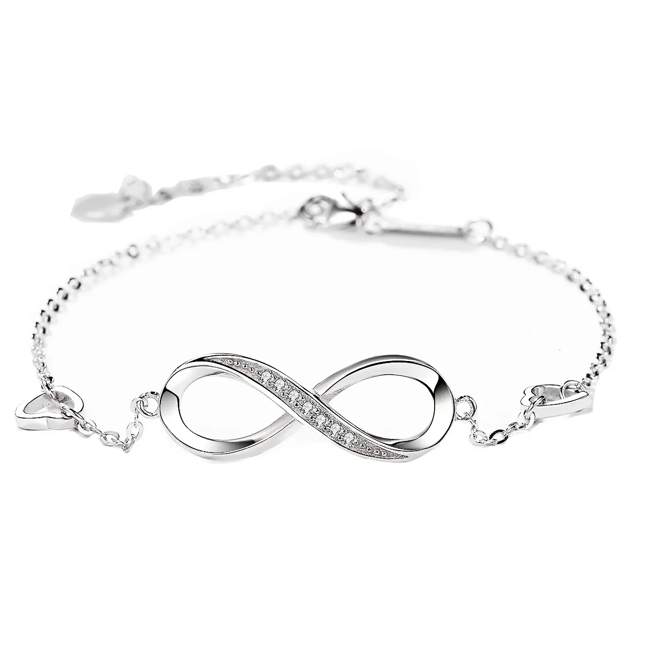 Christmas Gift 8 Design Infinite Endless Love Symbol 925 Sterling Silver Charm Adjustable Infinity Bracelet