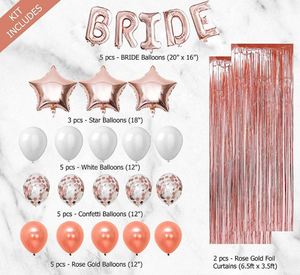 Decorazioni per Addio al Nubilato, Articoli per Feste, Palloncini Coriandoli Oro Rosa, Tenda con Frange, Fascia Sposa, Velo - Product Image 2