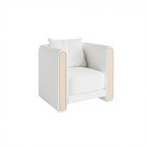 Minimalist <b>Square</b> Fabric Armchair With Wooden Legs Pillow Back Design For Living Room - Product Image 1
