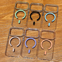 Étui de téléphone magnétique transparent en PC pour iPhone 13 14 15 16 17 Pro Max, coque de protection antichoc avec coque rigide transparente
