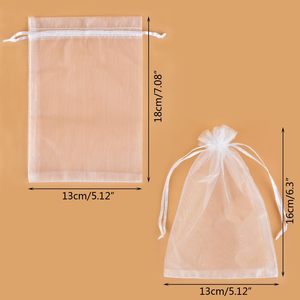 Sacs en <span class=keywords><strong>organza</strong></span> blanc uni 13x18cm, lot de 100, pour remplir de petits objets, bijoux, cadeaux de mariage, cadeaux de Noël - Product Image 3