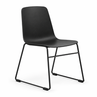 Chaise de bureau minimaliste nordique, structure en acier, assise et dossier monobloc, empilable pour le rangement