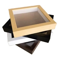 Bingkai Kotak Bayangan MDF A4 8 x 8 Inci, Putih Hitam Kayu Alami Kayu Walnut 3D, Bingkai Kotak Bayangan 2 Inci Kedalaman