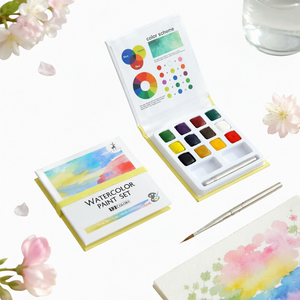 Juego de pintura de acuarela sólida portátil de 12 colores para estudiantes y principiantes en papel - Product Image 1