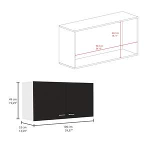 DB Napoles Double Door Wall Cabinet for <b>Kitchen</b> <b>Storage</b> Two Shelves in Black Color - Product Image 4