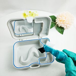 <b>Denture</b> Cleaning Case With Mirror And Brush For Home Use Plastic <b>Denture</b> Care Kit - Product Image 3