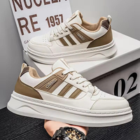 Nouvelles baskets décontractées polyvalentes en PU respirant à lacets pour homme, style printemps/automne, chaussures de marche blanches tendance