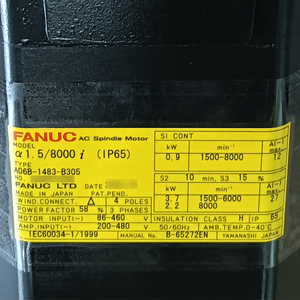 A06B-1483-B305 Motor de Husillo AC 1.5/8000i IP65 FANUC - Product Image 3