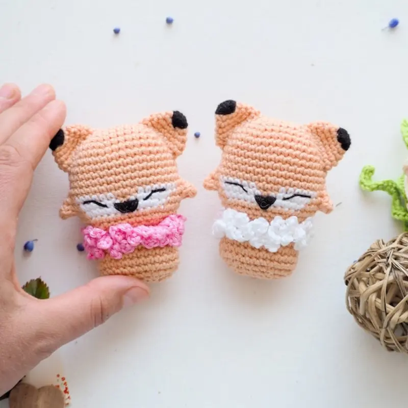 Hot Sell 100% Handmade Stuffed Mini Toys Crochet Fox Animal Doll Toys