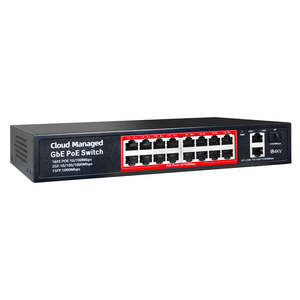 <span class=keywords><strong>Switch</strong></span> POE Gigabit HUOYI a <span class=keywords><strong>16</strong></span> Porte 48V Attivo IEEE802.3 AF/AT Gestito per Telecamere IP CCTV Disponibile - Product Image 3