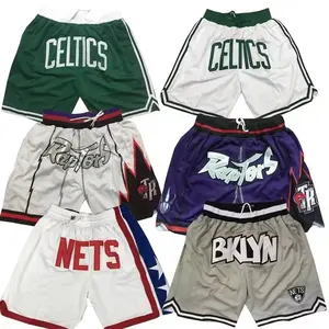 متوفر ملابس رياضية رجالي قابلة للتنفس عالية الجودة بتصميم كلاسيكي لجميع فرق كرة السلة شورت سروال مع جيوب بسحّاب