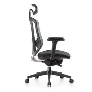 人体工程学旋转办公椅网椅铝合金底座现代设计镀铬气举椅 3D 扶手