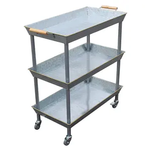 3 Tier cán tiện ích giỏ hàng lưu trữ nhà bếp kim loại phục vụ giỏ hàng với có thể khóa bánh xe và xử lý