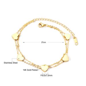 Pulseras de Joyería al por Mayor con Colgante de Doble Corazón para Chicas, Diseño en Acero Inoxidable con Baño de Oro de 14K - Product Image 5