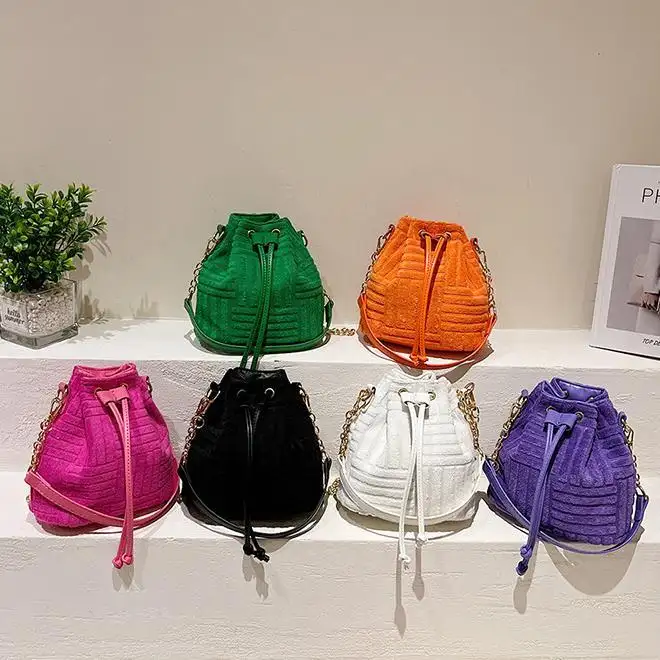 2022 Wholesale Ladies Famous Brand Luxury Leather Sling Handbags Drawstring Printed Custom Logo Bucket Bag Women Hand Bags