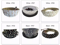 Bande lumineuse led rgb 3535 adressable, lumière numérique, étanche, couleur changeante, vue latérale, 1-5 M