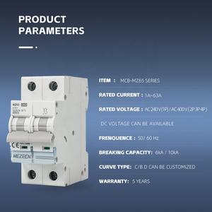 Protección contra sobretensión 1 2 3 4 5 <span class=keywords><strong>6</strong></span> 10 16 20 25 32 40 50 63 amperios 2 polos 6kA 10kA Disyuntor en miniatura MCB - Product Image 3