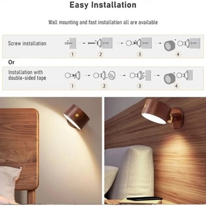 Lámpara de Pared LED para Dormitorio, Iluminación Giratoria Interior Moderna, Lámpara de Pared Recargable por USB - Product Image 6