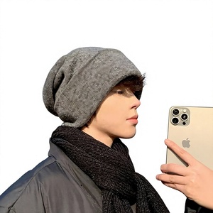 Bonnet unisexe en acrylique, couleur unie, tricot côtelé, respirant et imperméable, style Y2K, broderie, chaud pour l'hiver, décontracté, adulte, 56-58CM - Product Image 4