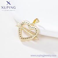 X001052979 XUPING Pendentifs de luxe avec motif cœur et flèche, message 'Mama' et bordure en pierre, accessoires de mode, symbole d'amour, bijoux