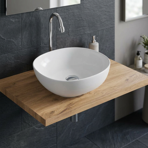 Nouveau lavabo en céramique écologique moderne, blanc, carré et rond, à poser sur comptoir, pour salle de bain - Product Image 3