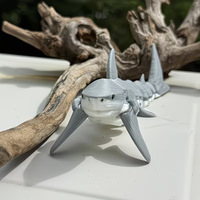 FUSEJOY Figurine de requin mobile imprimée en 3D gris et blanc, jouet créatif et tendance, figurine simulée, décoration intérieure, à partir de 7 ans, unisexe
