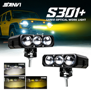 Sanvi Automotive S301+ Lampe de calandre LED 3 couleurs, projecteur Bi-LED, éclairage de travail pour voiture et moto, kit de modernisation - Product Image 1
