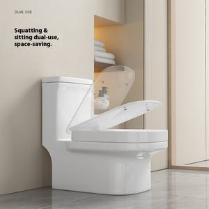 โถชักโครกใช้ได้สองแบบนั่งหรือนั่งยองเซรามิกแบบชิ้นเดียว & ห้องน้ำแบบนั่งลงโดยไม่ต้องใช้กาลักน้ำปรับปรุงใหม่ - Product Image 1