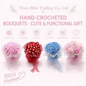 Ramo de Rosas Artificiales Rojas para San Valentín y Bodas, Éxito de Ventas Transfronterizo en <span class=keywords><strong>China</strong></span>, Accesorios para Fotos de Novia, Hecho a Mano con Hilo - Product Image 1
