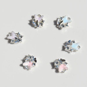 Pendentif Papillon en Alliage Effet Goutte Rose Bleu Violet, Strass à Dos Plat Scintillant pour Ongles, pour Accessoires de Bijoux DIY - Product Image 3