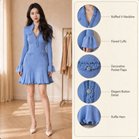Nouvelle Robe Sirène Tricotée Perlée Couleur Unie Élégante et Tendance Automne 2026 pour Femme – Décontractée, Soirée, Slim et Chic pour le Quotidien
