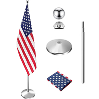 Mât de drapeau intérieur en acier inoxydable poli de 2 m, mât de drapeau télescopique de 2,6 m or/argent pour cérémonie et exposition