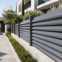 Panneau de clôture à persiennes en aluminium gris pour villa moderne, jardin, mur de soutènement incliné, système de balustrade de séparation extérieure