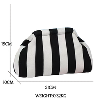 Pochette à Rayures Flyknit Tendance Noir Blanc Design Moderne Sac de Plage Sac de Rangement Portable Été pour Femmes Dames