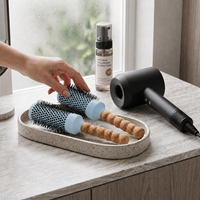 Brosse à cheveux ronde professionnelle en céramique et aluminium avec manche en liège OEM personnalisé, poils en nylon, pour salon de coiffure, vente en gros