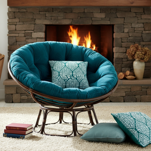 Cuscino Rettangolare Morbido per Sedia Amaca Papasan con Imbottitura in Microfibra Ignifuga e Impermeabile - Product Image 3